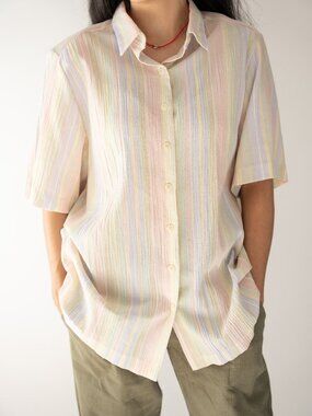 Vintage ALFRED DUNNER Made in USA Pastel short-sleeve button-down shirt